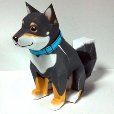 黑色柴犬 動物貓狗手工紙質DIY立體紙質模型材料包