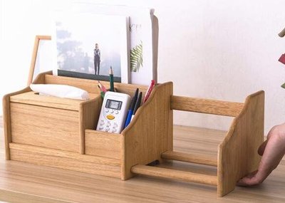 6043A 日本進口 好品質天然木製多功能紙巾盒 伸縮收納盒書架辦公桌書桌整理架置物櫃抽紙盒面紙盒桌上書架