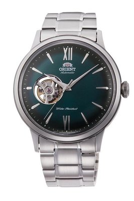[時間達人]ORIENT 東方錶 SEMI-SKELETON系列 鏤空機械錶 鋼帶款 綠色 RA-AG0026E