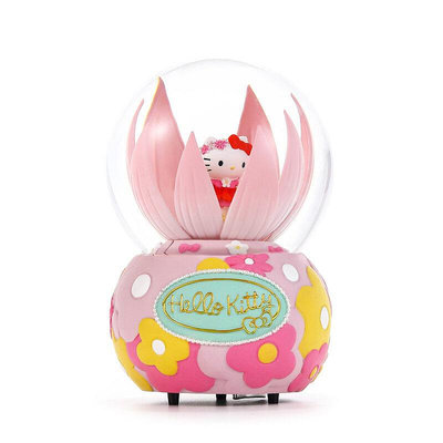 【JARLL 讚爾藝術】Hello Kitty  三麗鷗明星家族 花仙子 水晶球音樂盒KT1811