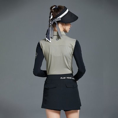 特賣-高爾夫服裝女套裝春夏季長袖T恤高爾夫女裝防曬上衣短裙運動球服