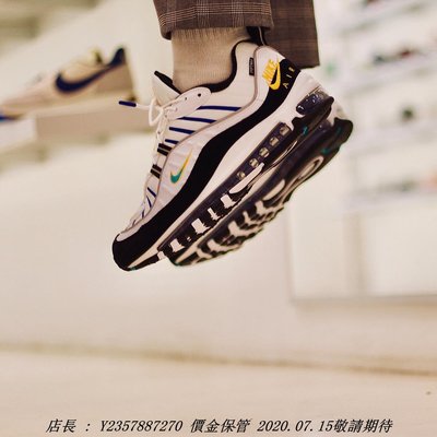 Nike Air Max 98 女潮流鞋 CI1901-102 黑色 白色 藍色 金色 氣墊潮流鞋 女神潮流鞋