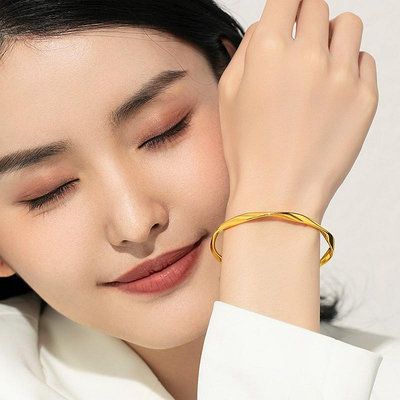 越南沙金手鐲女莫比烏斯環仿真黃金光面時尚手環不掉色南非錫金