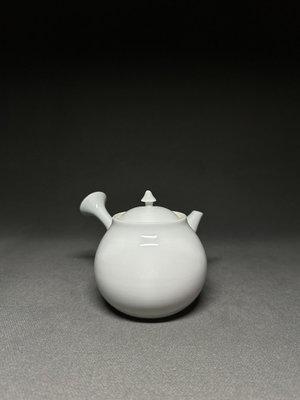 平安春峰白瓷側把急須茶壺橫手急須側把壺茶道具  日本