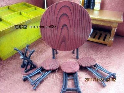 【袖珍屋】折疊圓桌椅(含一桌四椅)(F1931A0002)