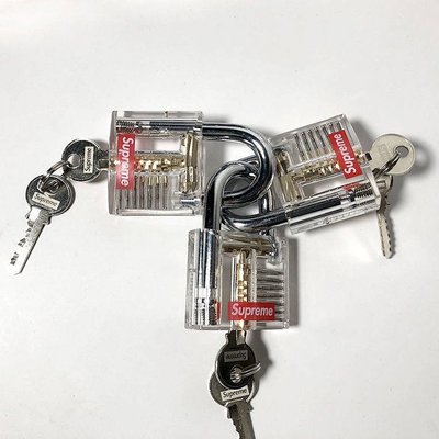 Supreme潮牌透明鎖20Ss Transparent Lock金屬鎖頭鑰匙揹包掛鎖 汽車用品汽車貼紙汽車潮牌