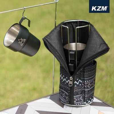 丹大戶外【KAZMI】KZM 不鏽鋼雙層馬克杯5入組(啞光黑)K21T3K03 登山/戶外/飲料杯/附收納袋