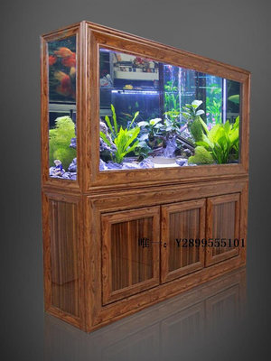 玻璃魚缸生態中式魚缸底過濾水族箱復古客廳家用中大型屏風玻璃超白靜音水族箱