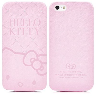 GARMMA Hello Kitty iPhone5下掀式摺疊皮套-典藏粉