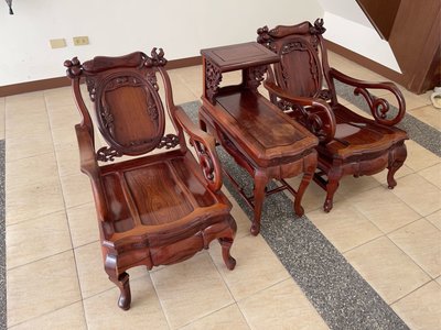 越南酸枝木躺椅三件一組，木製家具，仿古、半躺