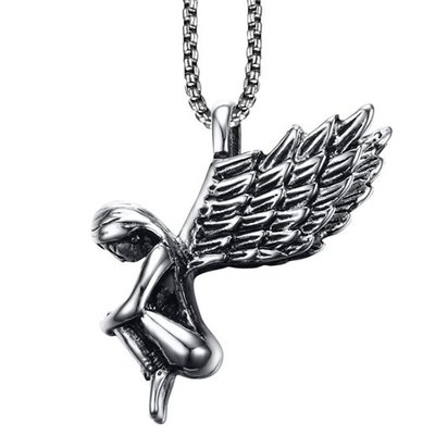 《QBOX 》FASHION 飾品【CPN-582】精緻個性天使之翼翅膀鈦鋼墬子項鍊/掛飾