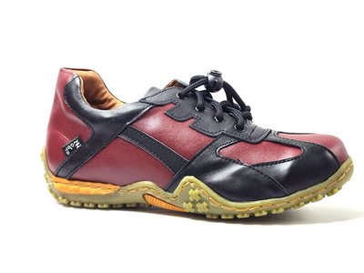 零碼鞋 9.5號 Zobr 路豹 女款 牛皮氣墊休閒鞋 B09 紅黑色    特價:990元 B系列