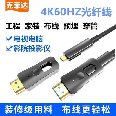 線材HDMI線2.1光纖線hdmi線2.0雙小頭穿管線4K工程布線預埋投影儀超高清線8K