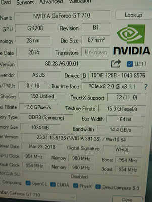 (效能不錯GeForce 7系列) 華碩 GT710-SL-1GD5 顯示卡(靜音版)+(免接電)