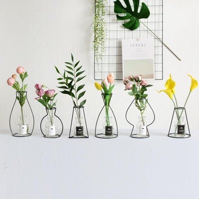 現貨熱銷-風吟極簡北歐風鐵藝花瓶 簡約創意 擺件 裝飾拍攝道具仿真花CFLP