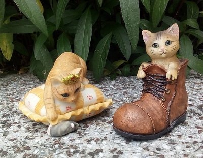【浪漫349】  4隻一組價  可愛逗趣 貓咪鞋子信箱老鼠 櫥窗佈置田園園藝造景送禮收藏