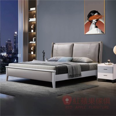 [紅蘋果傢俱] 簡約系列 MX-A820 床架 實木床架 雙人床架 雙人加大 環保水性漆 布床 科技布