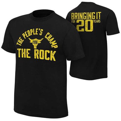 WWE 摔角衣服 The Rock Bringing It For 20 Years 洛克20周年黑色短袖T恤 買三免