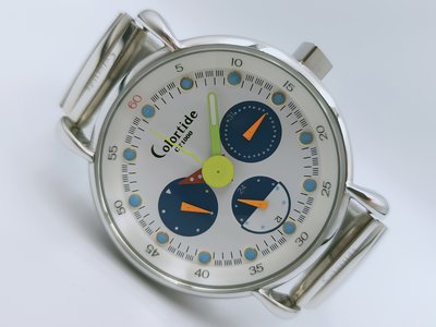 【TELUX】TELUX 鐵力士 Colortide CT1000 白藍面石英小秒針 日期顯示 不銹鋼經典錶款 全新