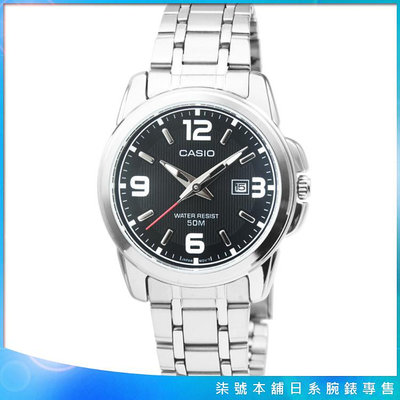 【柒號本舖】CASIO 卡西歐簡約石英女鋼帶錶-黑 # LTP-1314D-1A (原廠公司貨)