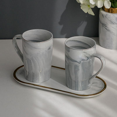 馬克杯 北歐大理石紋陶瓷高杯家用大容量簡約創意情侶牛奶咖啡喝水馬克杯
