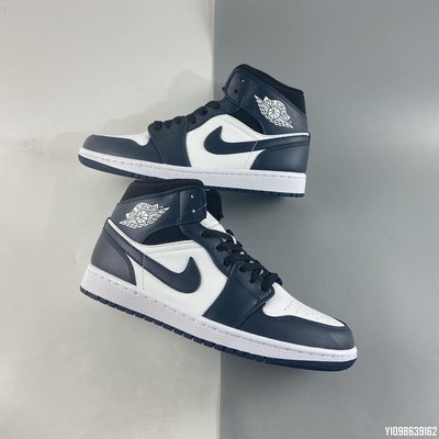 Air Jordan 1 Mid AJ1 黑曜石 皮革 耐磨 籃球鞋 554724-411 36-46 情侶鞋