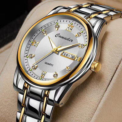 【快速出貨】亞曼尼瑞士全自動機械錶手錶男士防水潮雙日曆鑲鑽時尚夜光商