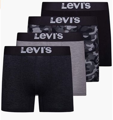 【盒裝四件禮盒組S-2XL大碼內褲】美國LEVIS Boxer Briefs 多色四角褲/男內褲/彈性貼身/腰頭Logo