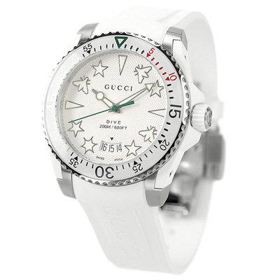 GUCCI  古馳 YA136337 手錶 40mm 白色面盤 藍寶石鏡面 橡膠錶帶 女錶 男錶