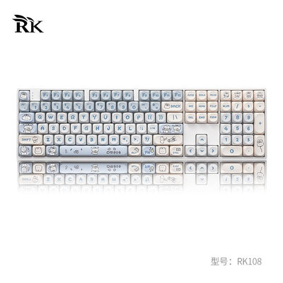 鍵盤 RK108機械鍵盤有線RGB燈光靜音麻將音女生可愛108鍵