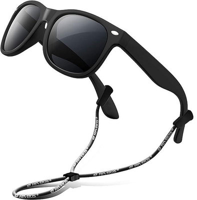美國 RIVBOS 兒童太陽眼鏡 UV400 附頸繩RBK4 BLACK款~請詢問庫存
