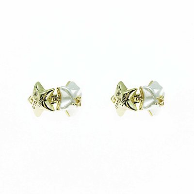 韓國 925純銀 水鑽 星星 蝴蝶結 雙面 耳針式耳環