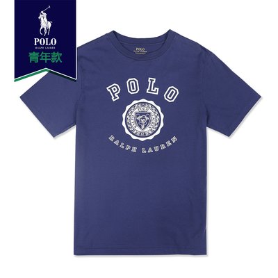 【RALPH LAUREN】【POLO】RL男童短袖T恤空POLO熊徽章藍 F03181018-01