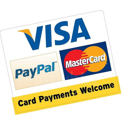 卡付款歡迎 PayPal 150x120mm 信用卡乙烯基貼紙商店出租車