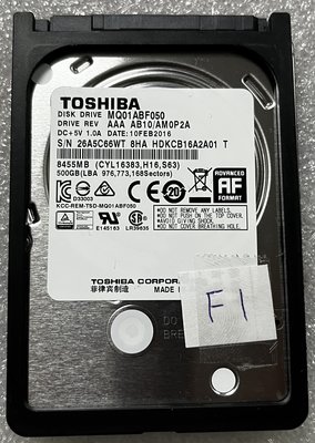 @淡水無國界@ 良品 TOSHIBA 2.5 吋 硬碟 機械硬碟 500GB 硬碟 中古已測試 編號: F1