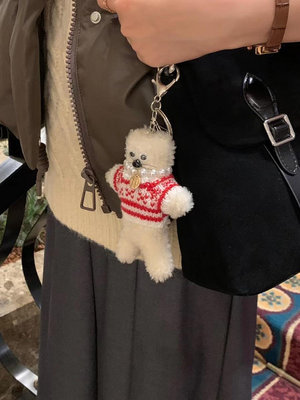 韓國東大門代購 丑萌可愛圍巾珍珠項鏈小貓咪玩偶鑰匙扣 包包掛件_佳美優品