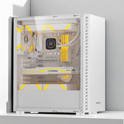 機殼金河田預見DB01電腦機箱背線鋼化玻璃全透明簡約白色主機空箱ATX