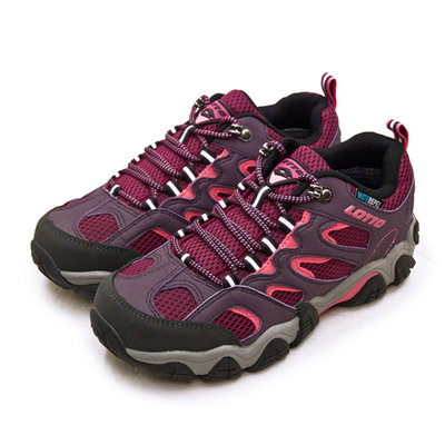 利卡夢鞋園–LOTTO 專業多功能防水戶外踏青健行登山鞋--REX ULTRA系列--紫紅--3807--女