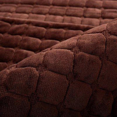 冬季加厚純色法蘭絨沙發墊 保暖方塊毛絨防滑沙發坐墊巾