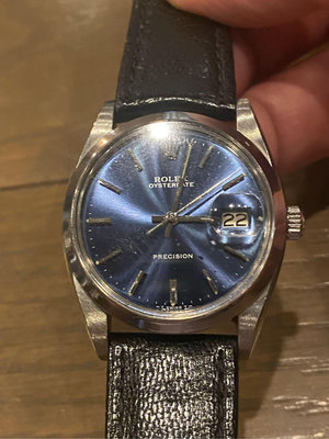 Rolex 勞力士 ref.6694 Oysterdate 手上鍊 男仕女仕錶 34mm 不銹鋼 深藍面盤 原廠皮帶 錶扣