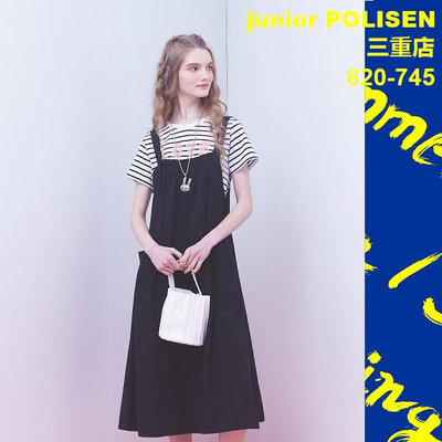 JUNIOR POLISEN設計師服飾(820-745)吊帶可調,大口袋造型天絲+亞麻黑色洋裝原價3290元特價1151元