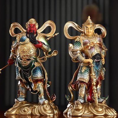 圓通佛具純銅彩繪韋陀伽藍護法佛像韋馱菩薩珈藍財神神像供佛擺件~特價正品促銷