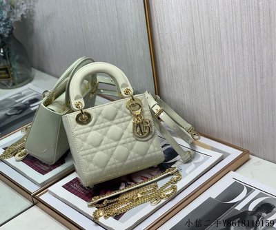 二手 Lady Dior Mini 17cm 三格漆皮戴妃包 M0505白色