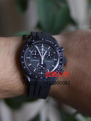 錶帶 適配omega moonswatch錶帶加線硅膠歐米茄聯名月球土星水木星錶帶