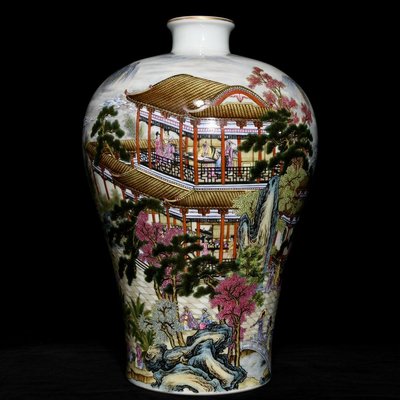 乾隆粉彩西園雅集圖梅瓶，高44.6cm直徑31cm，編號95 瓷器 古瓷 古瓷器
