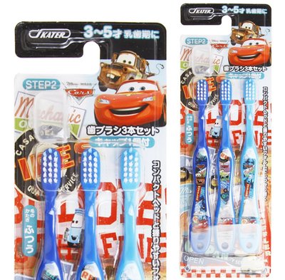 兒童牙刷 日本Disney 汽車總動員閃電麥坤CARS幼兒學童 兒童乳牙期學習牙刷3~5歲適用 細軟毛牙刷3入組