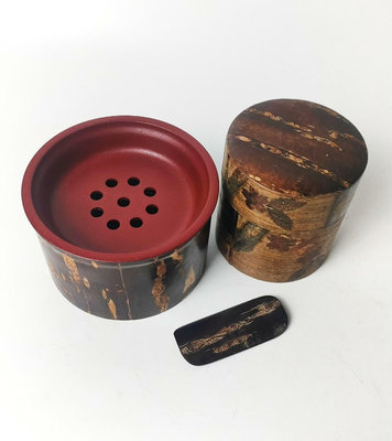 日本制 櫻皮細工 壺承 茶葉罐 茶則套裝茶器茶具 滿工櫻樹皮