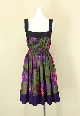 貞新二手衣 MNG (MANGO)專櫃 紫羅蘭平口無袖緞面棉質洋裝S號(35617)