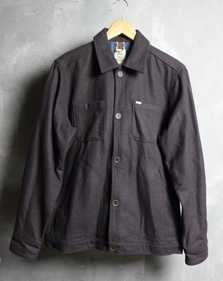 美國戶外品牌 Timberland 深紫灰 羊毛混紡 襯衫式外套 M號