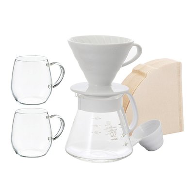 💓好市多代購/免運最便宜💓 Hario V60手沖咖啡套組含玻璃杯 2入組 產地:日本 玻璃壺:600毫升、玻璃杯:360毫升